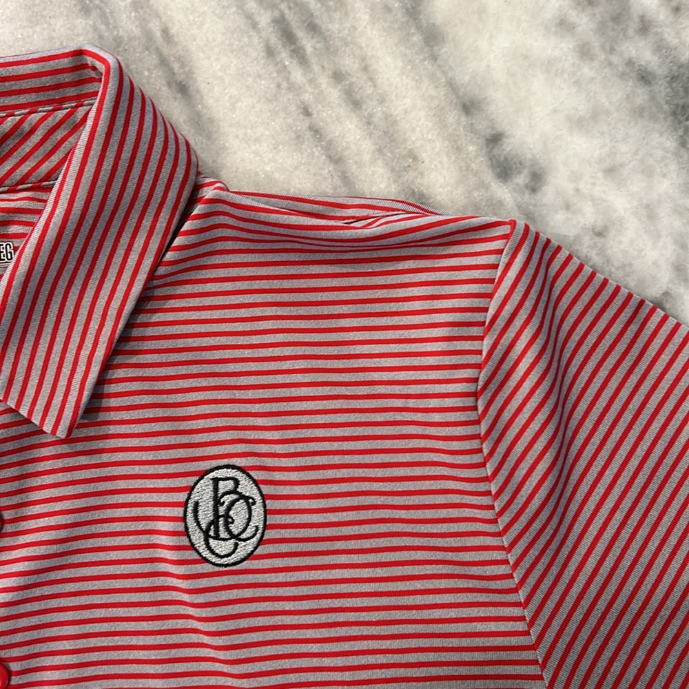Under Armour Boys Ballantyne Country Club Performance Polo YXL Red Grey Stripe - Picture 4 of 7